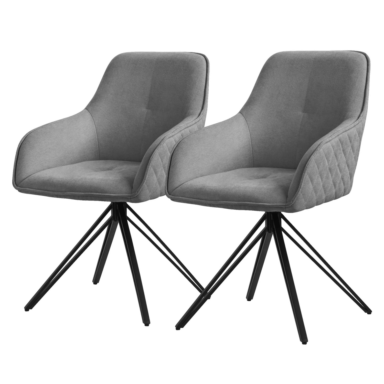 ML-Design Esszimmerstühle Drehbar 2Er Set Textil Webstoff Grau Wohnzimmerstuhl