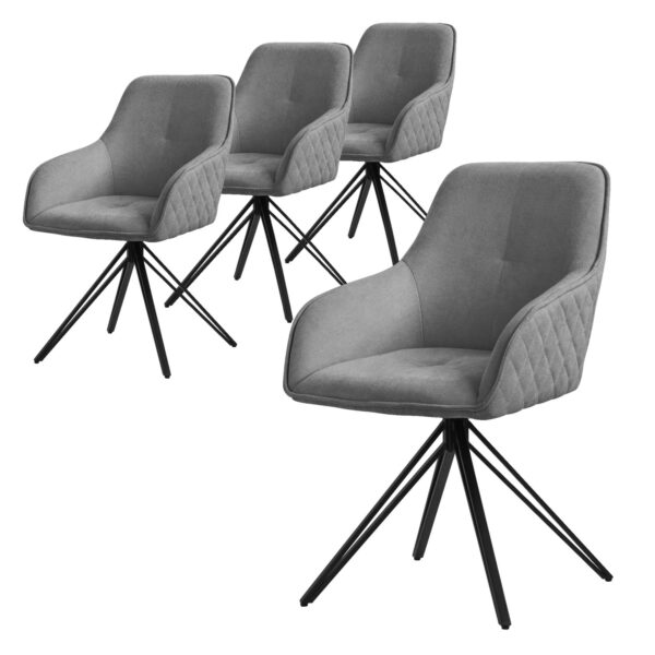 ML-Design Esszimmerstühle Drehbar 4Er Set Textil Webstoff Grau Drehstuhl