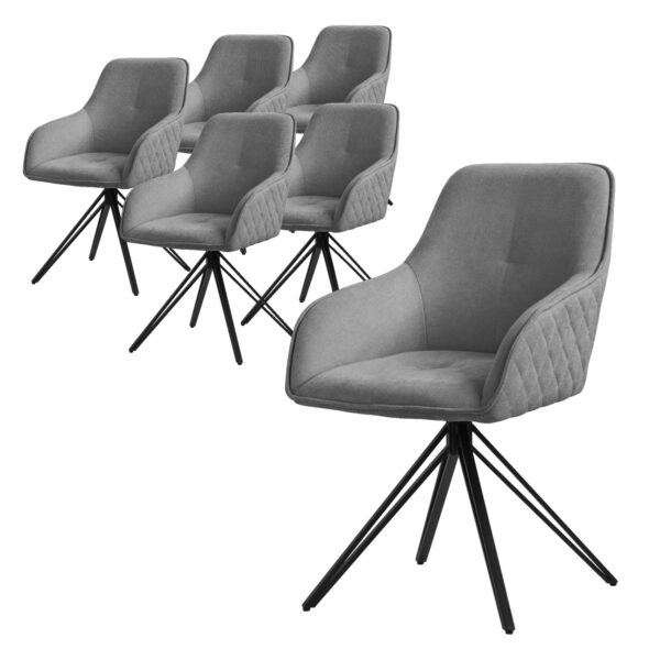 ML-Design Esszimmerstühle Drehbar 6Er Set Textil Webstoff Grau Drehstuhl ML-Design Esszimmerstühle Drehbar 6Er Set Textil Webstoff Grau Drehstuhl
