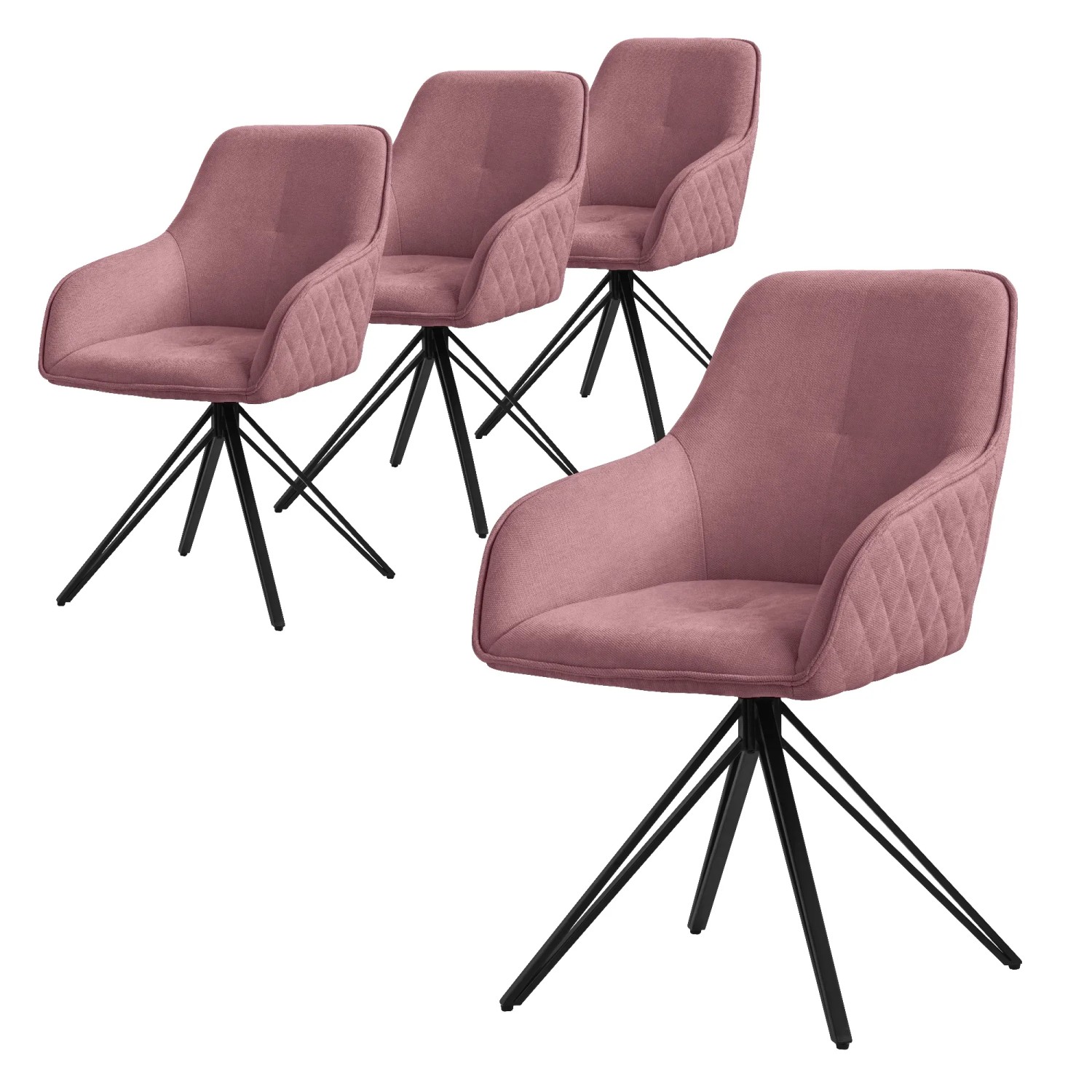 ML-Design Esszimmerstühle Drehbar 4Er Set Textil Webstoff Altrosa Drehstuhl