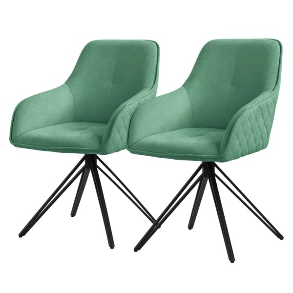 ML-Design Esszimmerstühle Drehbar 2Er Set Textil Webstoff Grün Wohnzimmerstuhl