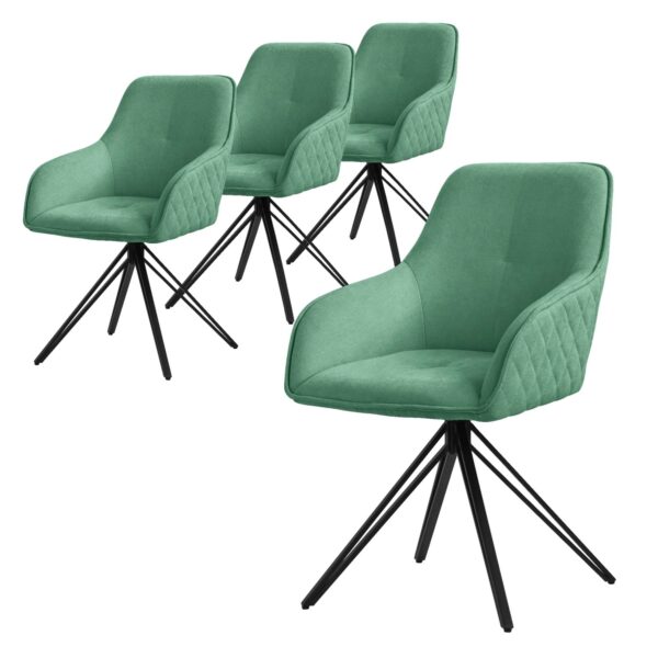 ML-Design Esszimmerstühle Drehbar 4Er Set Textil Webstoff Grün Drehstuhl