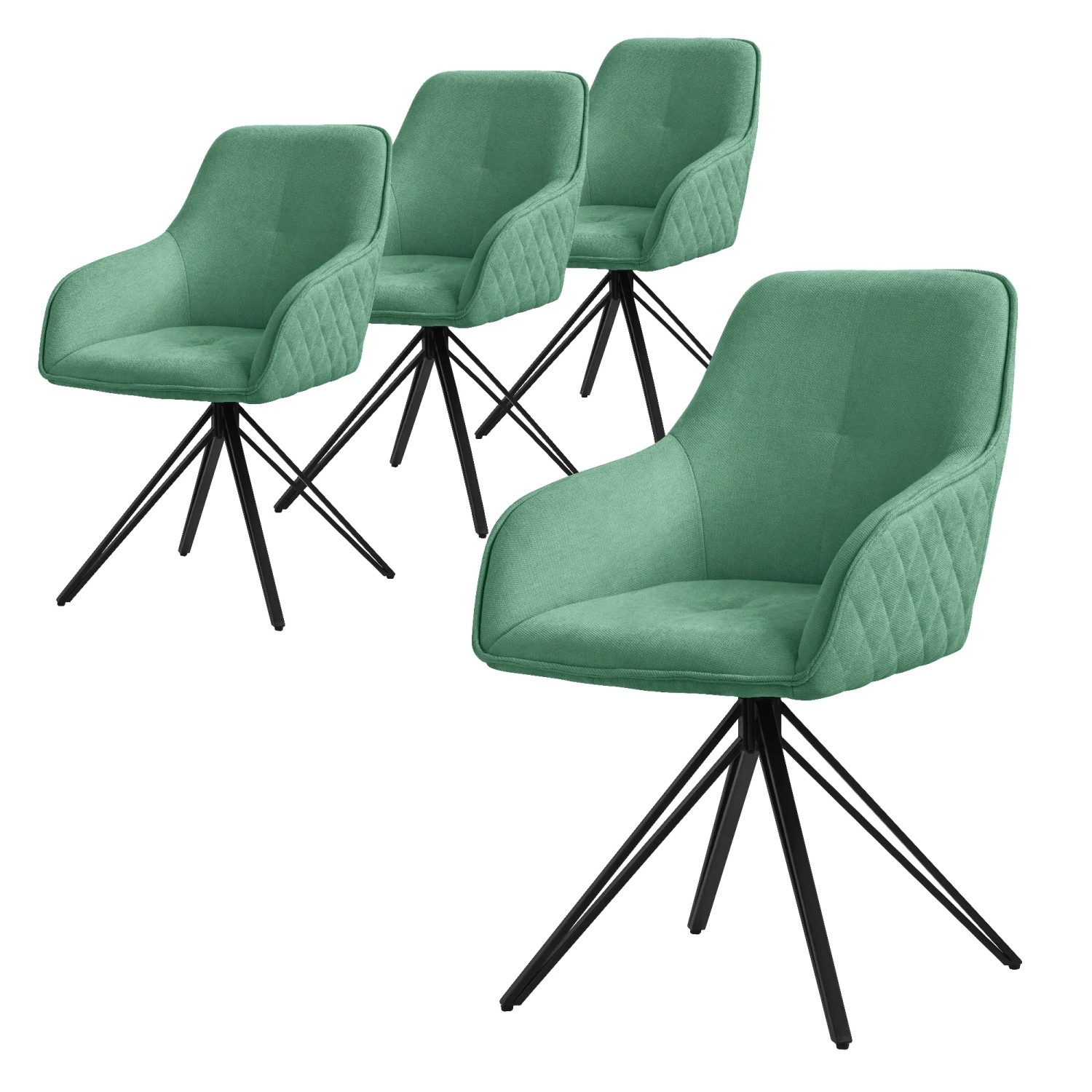 ML-Design Esszimmerstühle Drehbar 4Er Set Textil Webstoff Grün Drehstuhl
