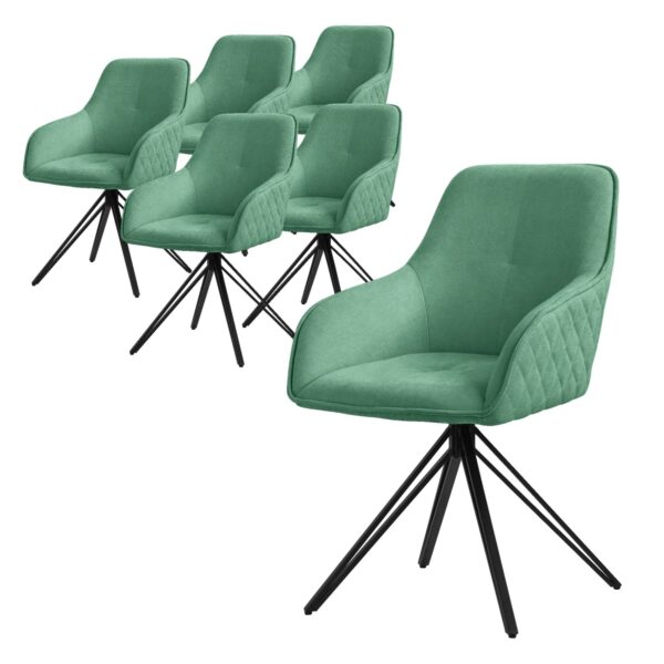 ML-Design Esszimmerstühle Drehbar 6Er Set Textil Webstoff Grün Drehstuhl ML-Design Esszimmerstühle Drehbar 6Er Set Textil Webstoff Grün Drehstuhl