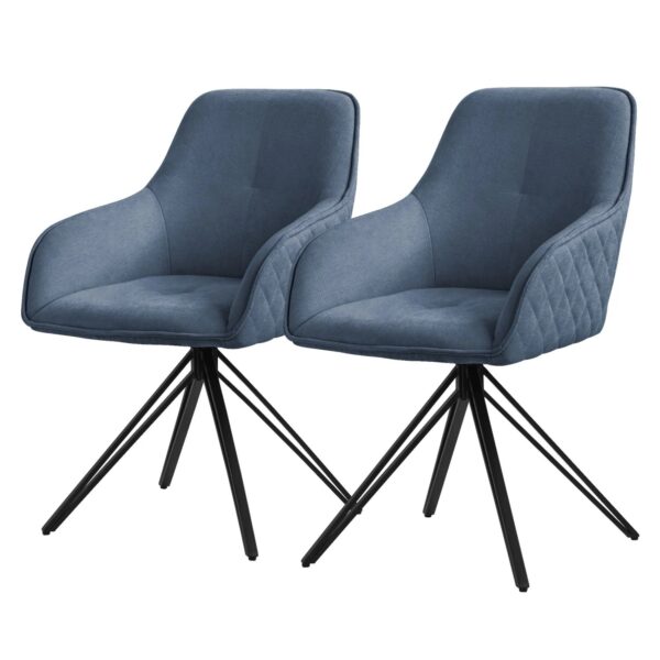 ML-Design Esszimmerstühle Drehbar 2Er Set Textil Webstoff Blau Wohnzimmerstuhl