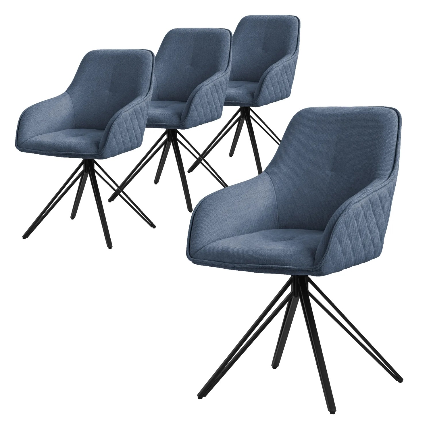 ML-Design Esszimmerstühle Drehbar 4Er Set Textil Webstoff Blau Drehstuhl