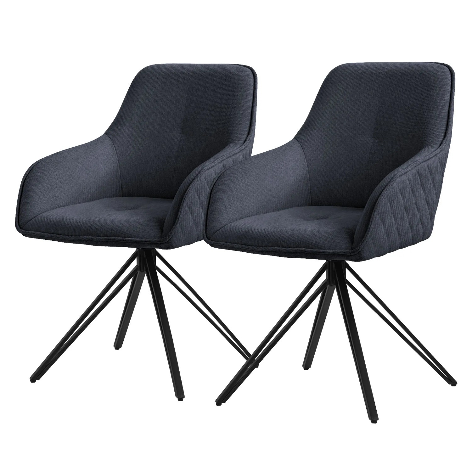 ML-Design Esszimmerstühle Drehbar 2Er Set Textil Webstoff Schwarz Polsterstuhl