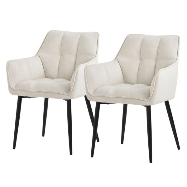 ML-Design Esszimmerstühle 2er Set aus Frotteestoff Creme Küchenstuhl ML-Design Esszimmerstühle 2er Set aus Frotteestoff Creme Küchenstuhl