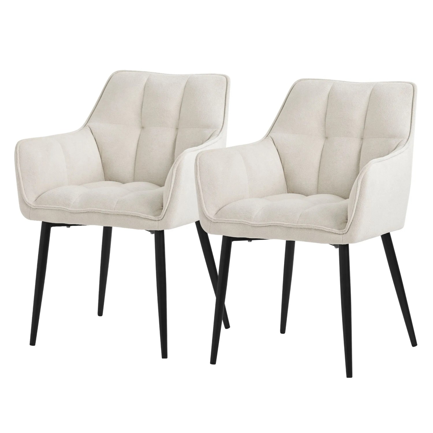 ML-Design Esszimmerstühle 2er Set aus Frotteestoff Creme Küchenstuhl