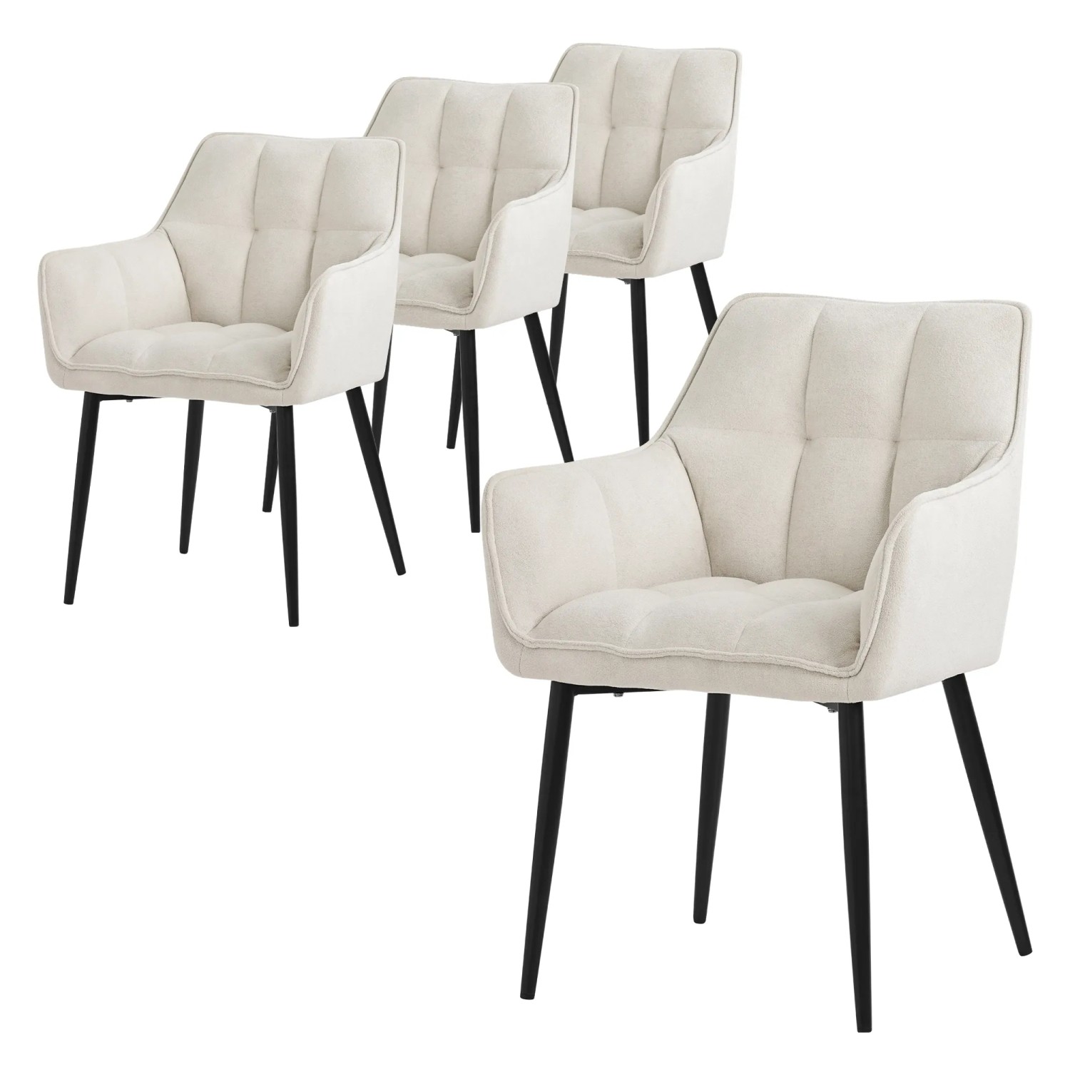 ML-Design Esszimmerstühle 4Er Set aus Frotteestoff Creme Küchenstuhl