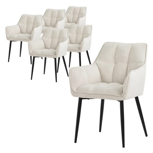 ML-Design Esszimmerstühle 6Er Set aus Frotteestoff Creme Küchenstuhl ML-Design Esszimmerstühle 6Er Set aus Frotteestoff Creme Küchenstuhl