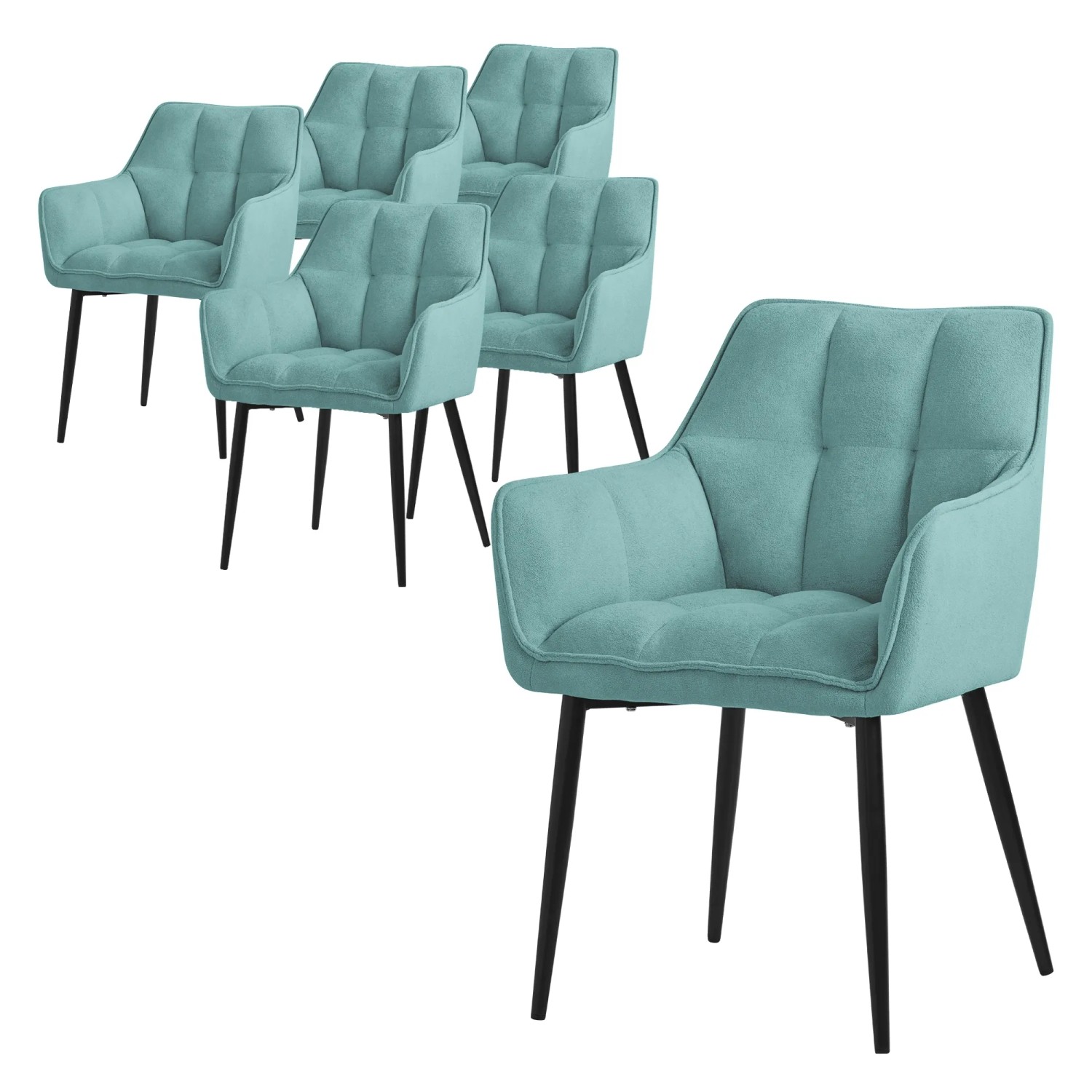 ML-Design Esszimmerstühle 6Er Set Frotteestoff Petrol mit Dickem Gepolsterter