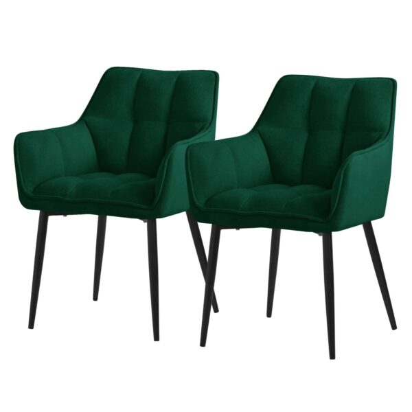 ML-Design Esszimmerstühle 2Er Set Frotteestoff Dunkelgrün Dickem Gepolsterter