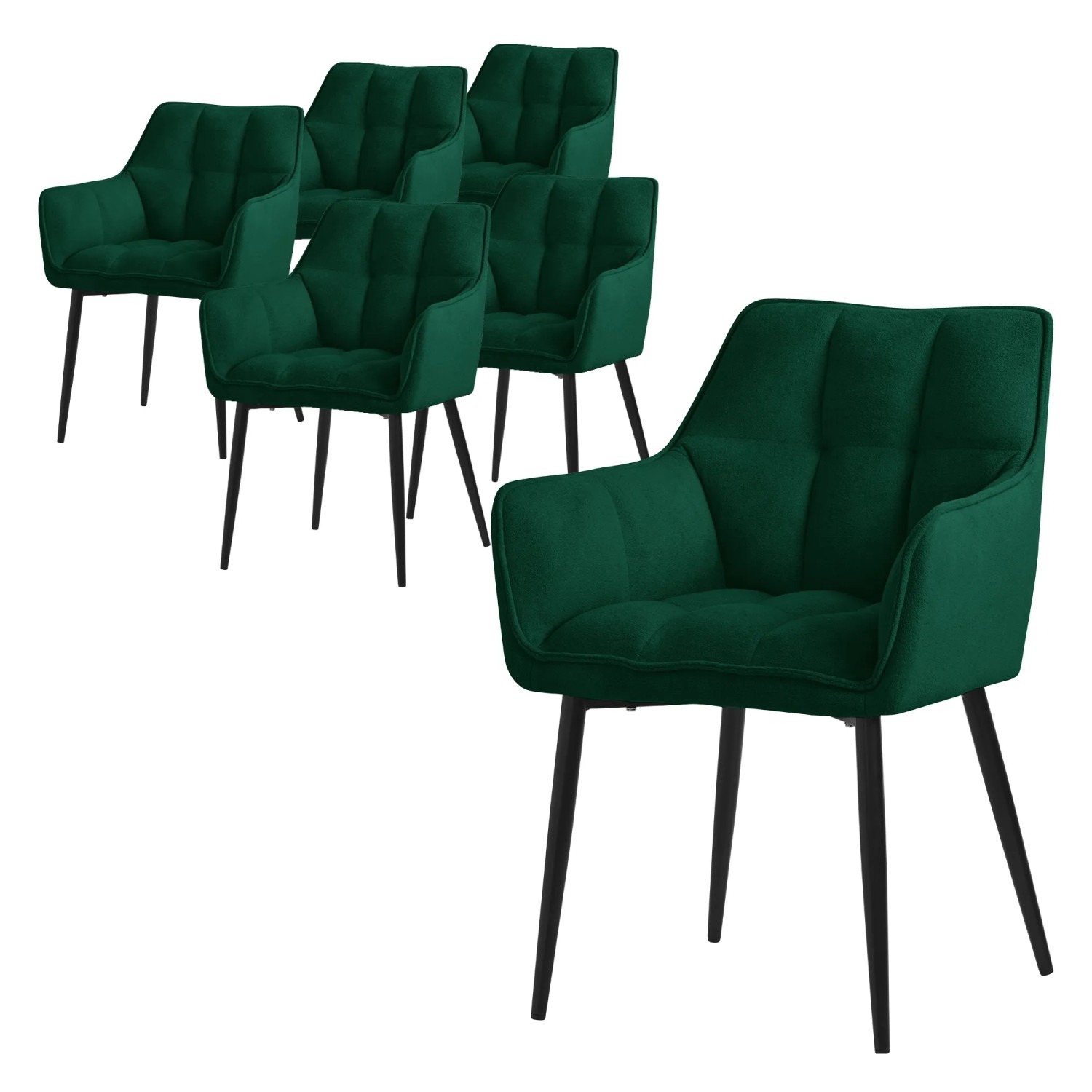 ML-Design Esszimmerstühle 6Er Set Frotteestoff Dunkelgrün Dickem Gepolsterter