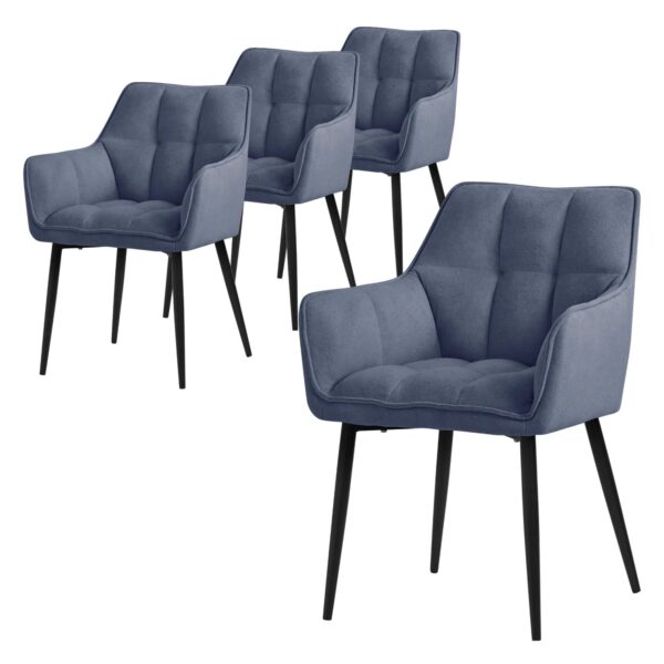 ML-Design Esszimmerstühle 4Er Set Frotteestoff Blau mit Dickem Gepolsterter Sitz
