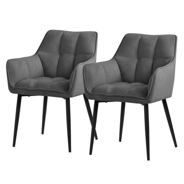 ML-Design Esszimmerstühle 2Er Set Frotteestoff Dunkelgrau Dickem Gepolsterter