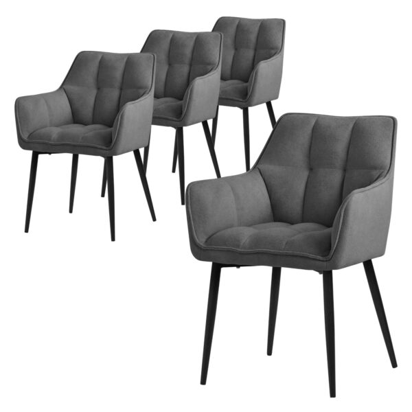 ML-Design Esszimmerstühle 4Er Set Frotteestoff Dunkelgrau Dickem Gepolsterter