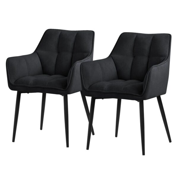 ML-Design Esszimmerstühle 2Er Set Frotteestoff Schwarz Dickem Gepolsterter Sitz