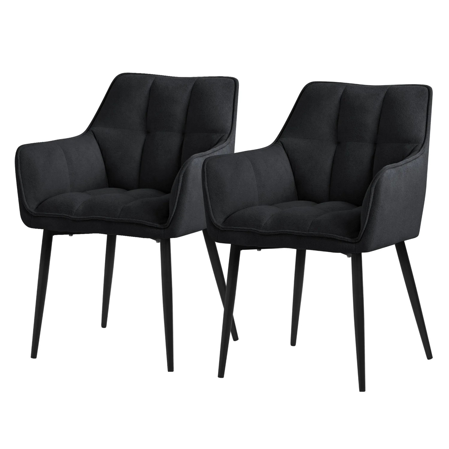 ML-Design Esszimmerstühle 2Er Set Frotteestoff Schwarz Dickem Gepolsterter Sitz