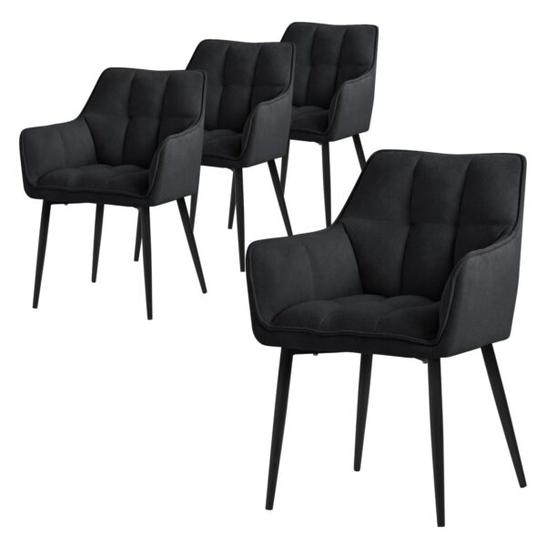 ML-Design Esszimmerstühle 4Er Set Frotteestoff Schwarz Dickem Gepolsterter Sitz