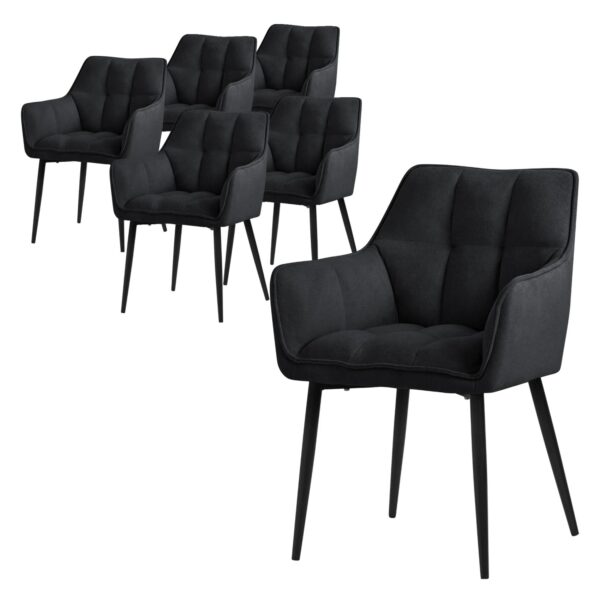 ML-Design Esszimmerstühle 6Er Set aus Frotteestoff Schwarz Küchenstuhl