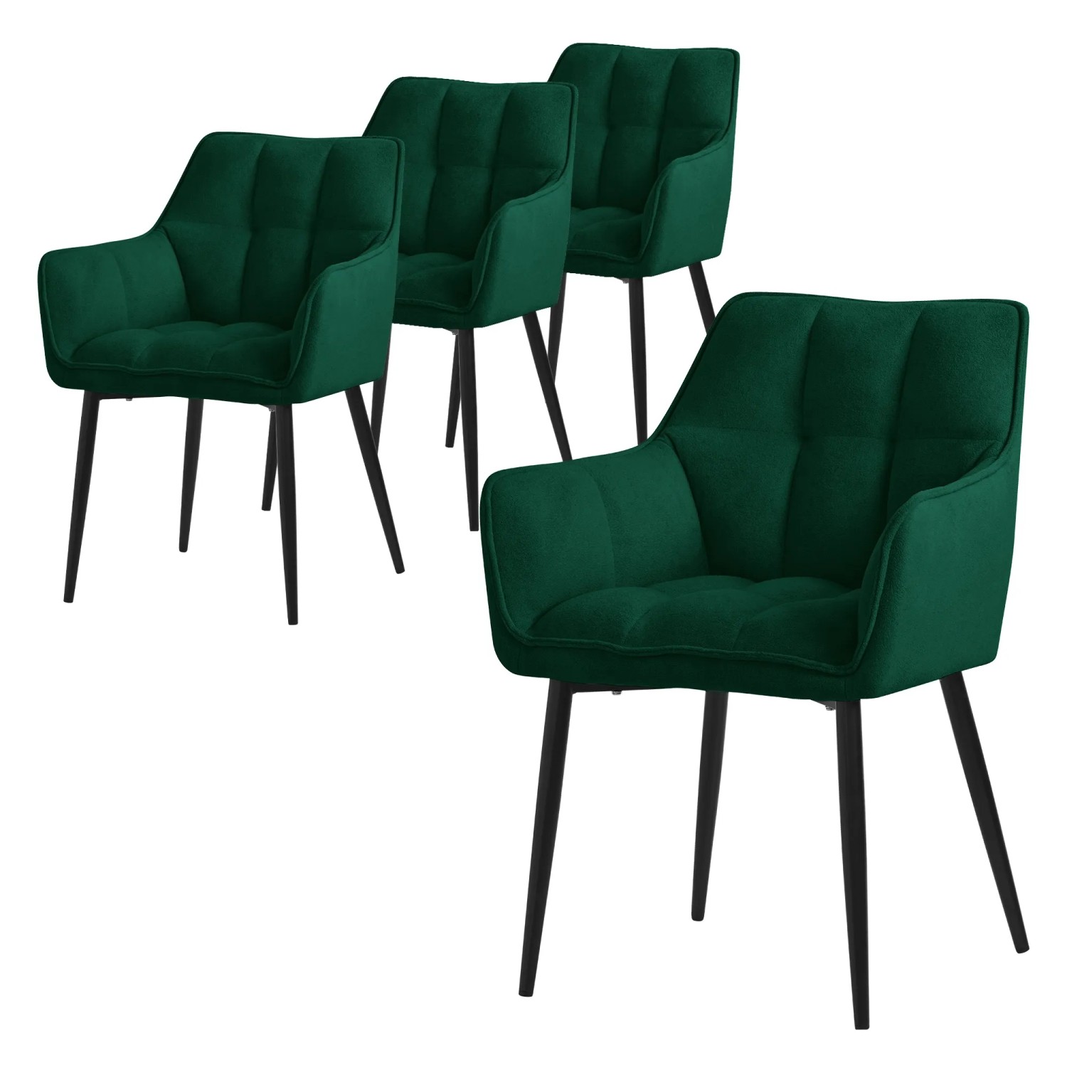 ML-Design Esszimmerstühle 4Er Set Frotteestoff Dunkelgrün Dickem Gepolsterter