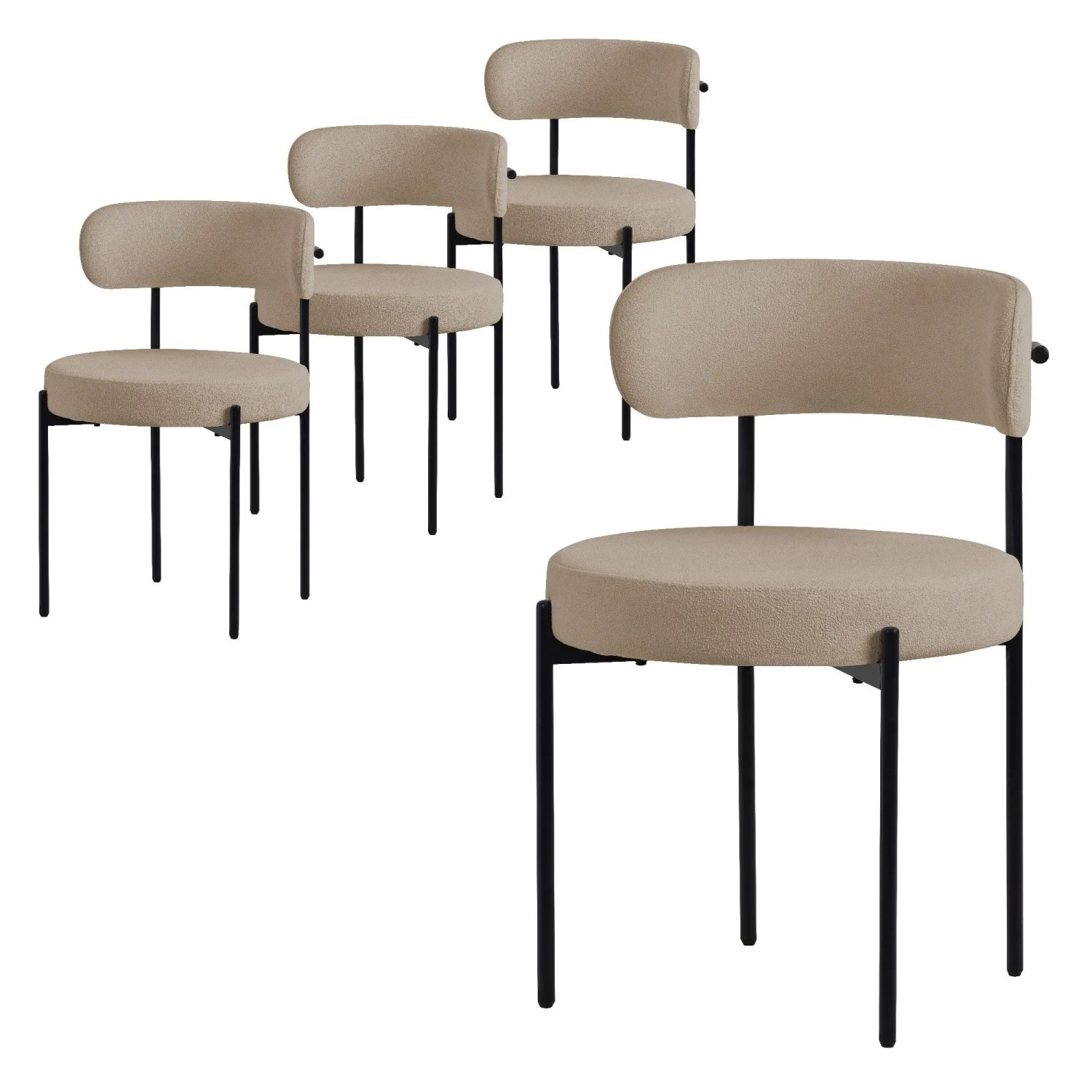 ML-Design Esszimmerstühle 4er Set Braun Teddystoff Metallbeinen Rund