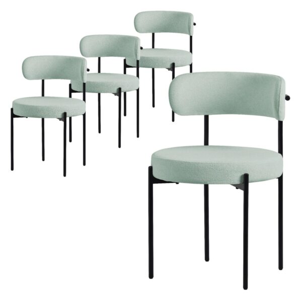 ML-Design Esszimmerstühle 4er Set Grün Teddystoff Metallbeinen Rund ML-Design Esszimmerstühle 4er Set Grün Teddystoff Metallbeinen Rund