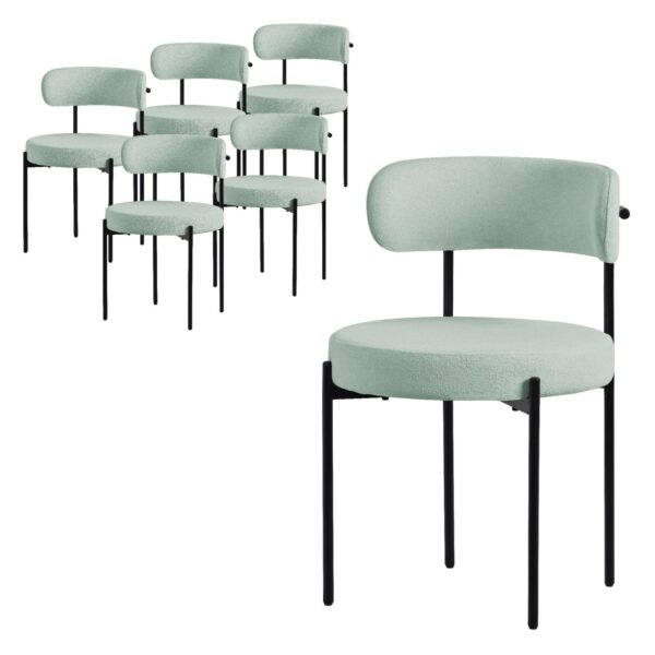 ML-Design Esszimmerstühle 6er Set Grün Teddystoff Metallbeinen Rund