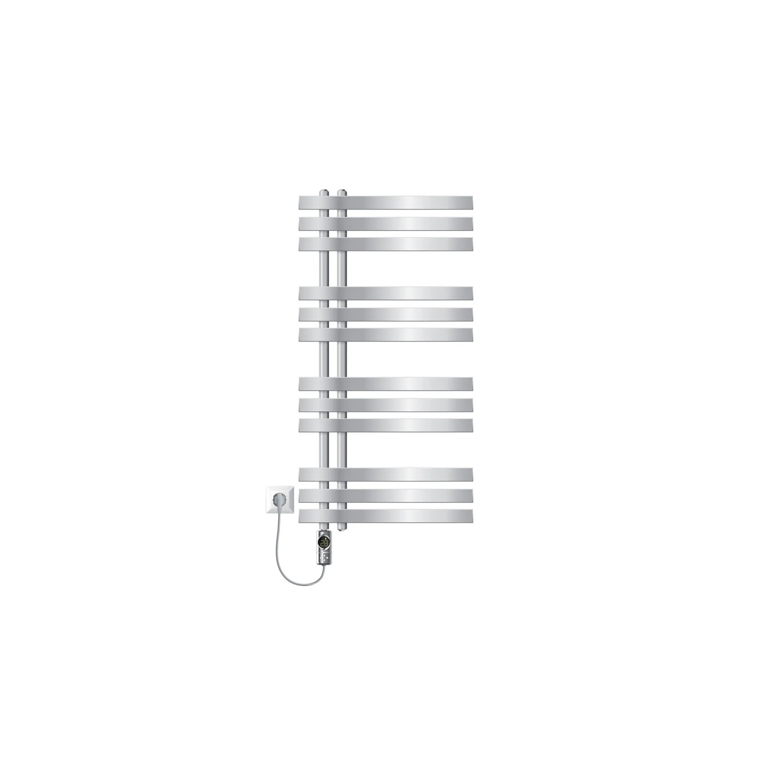 LuxeBath Elektrischer Heizkörper Iron EM 500x1000mm Chrom Heizstab 600W Digital
