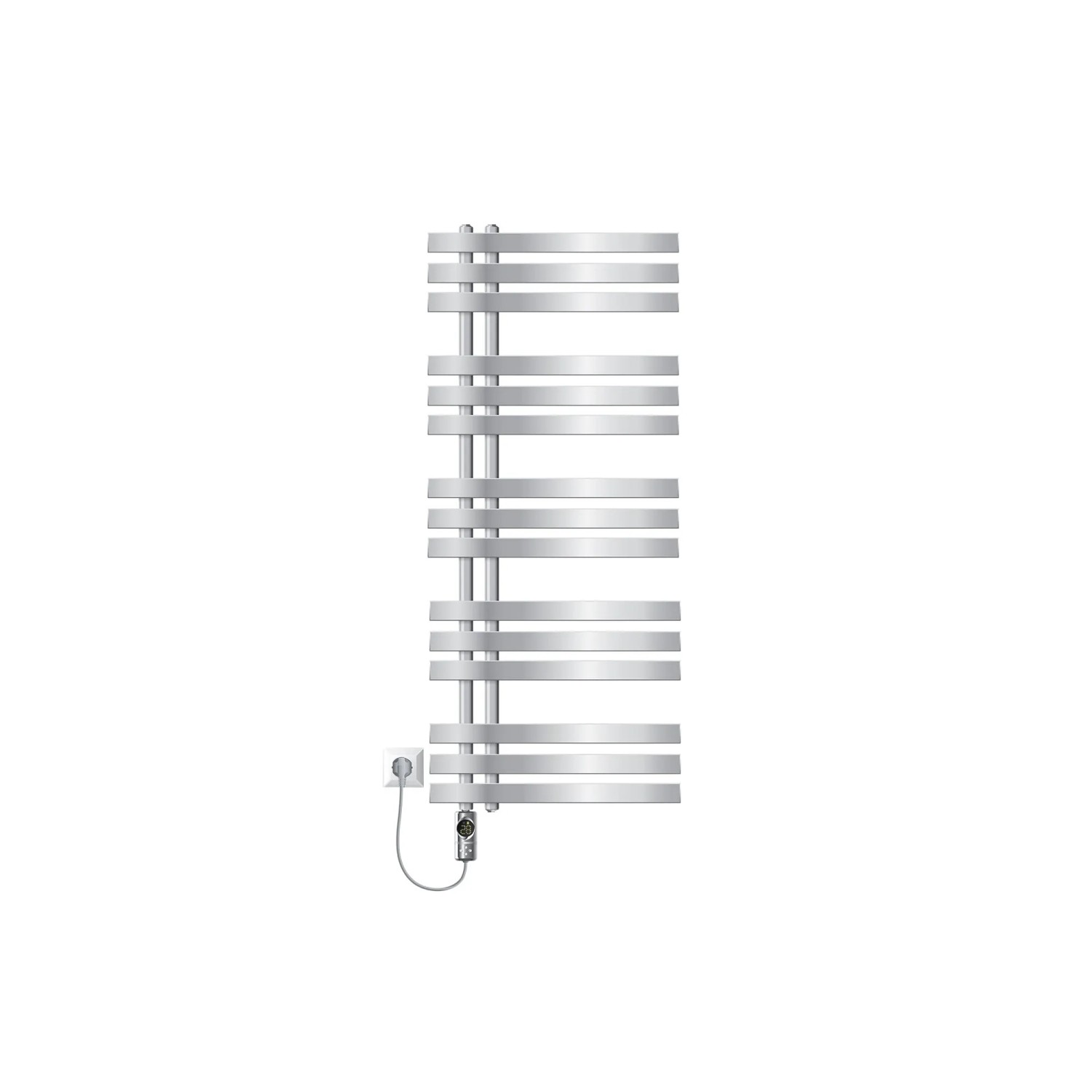 LuxeBath Badheizkörper Iron EM 500x1200 mm Chrom mit Heizstab 900W Digital