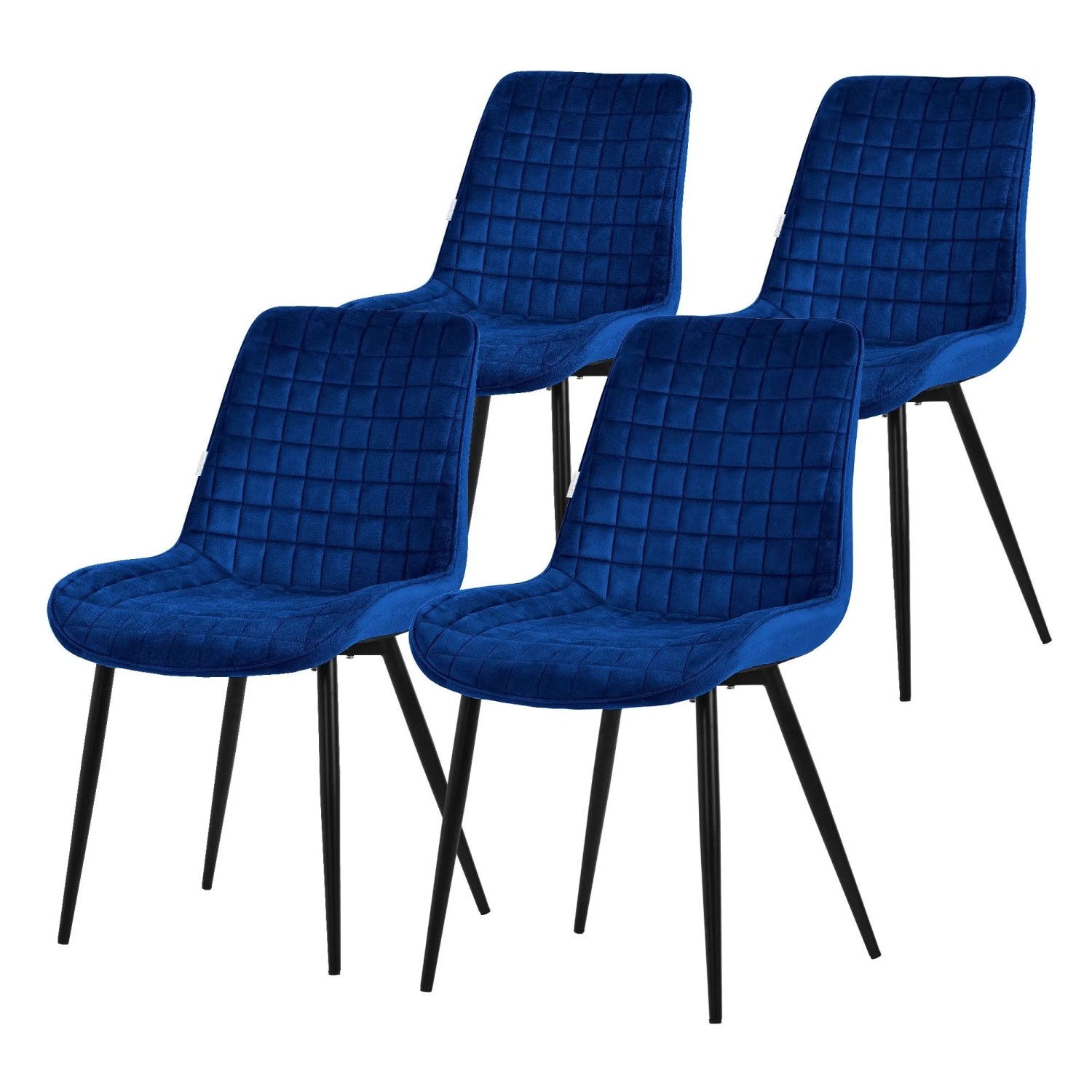 ML-Design Esszimmerstühle 4er Set Dunkelblau Samtbezug Metallbeinen