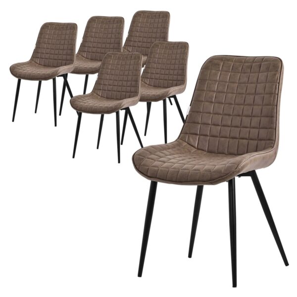 ML-Design Esszimmerstühle 6Er Set Braun aus Kunstleder mit Rückenlehne