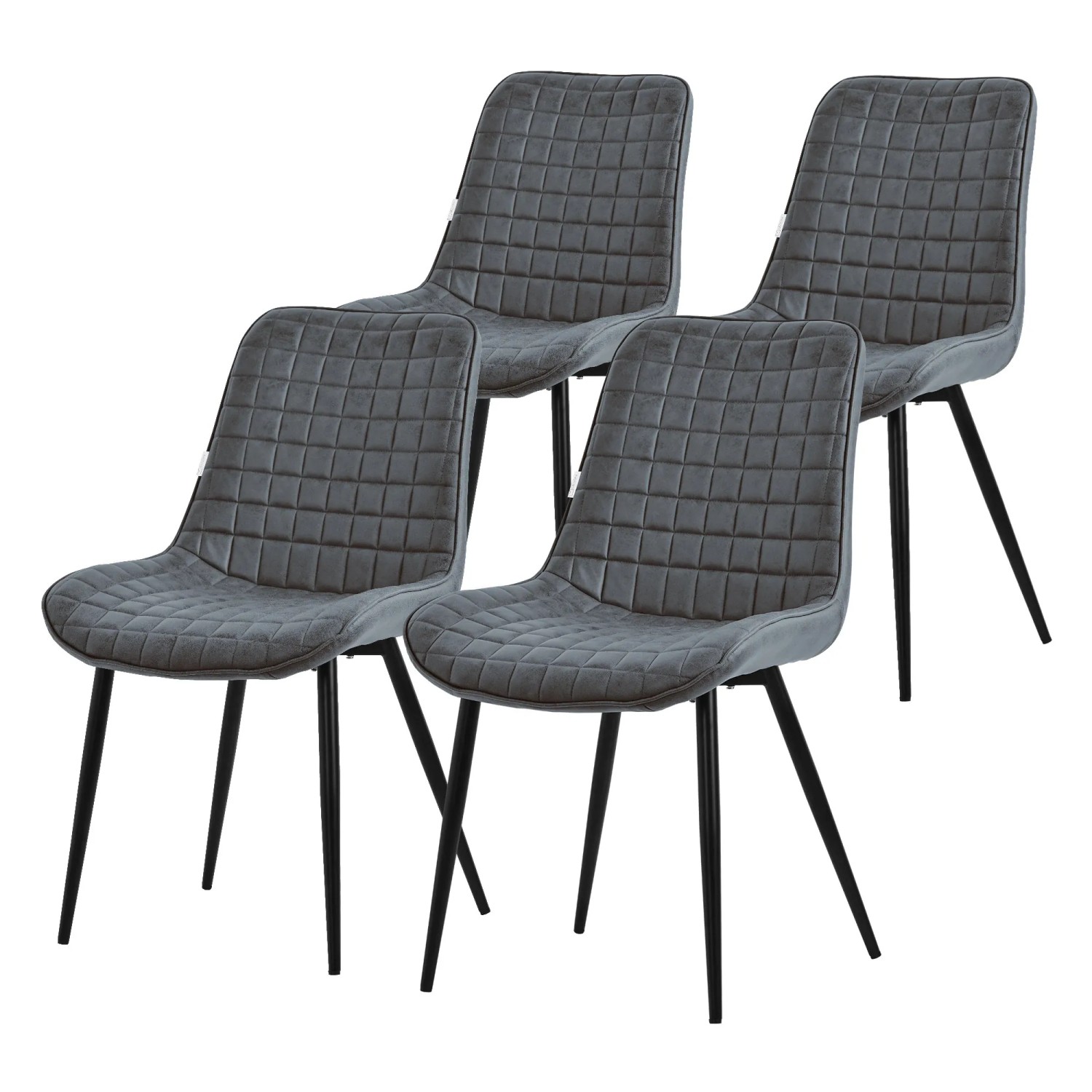 ML-Design Esszimmerstühle 4Er Set Anthrazit aus Kunstleder mit Rückenlehne