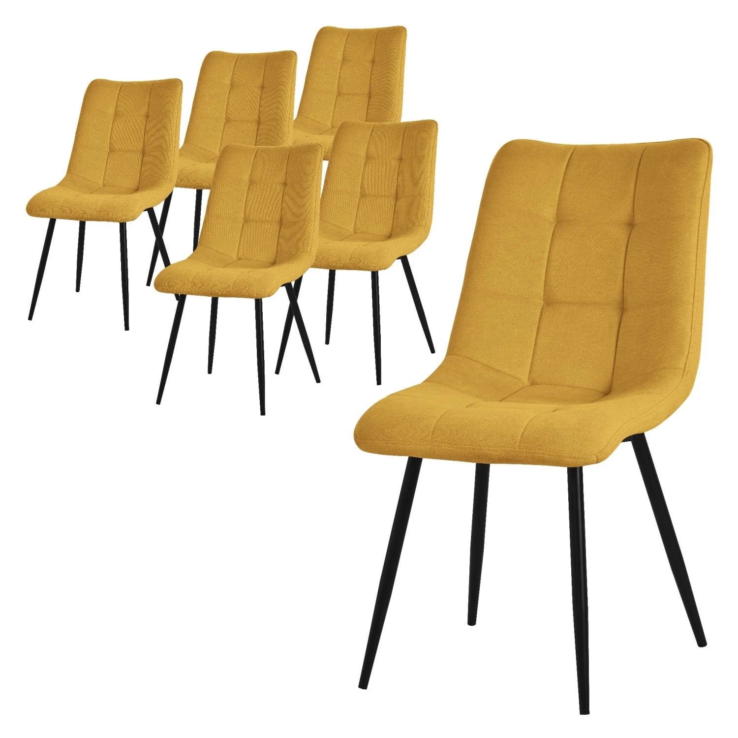 ML-Design Esszimmerstühle 6er Set Senfgelb Stoffbezug Metallbeinen