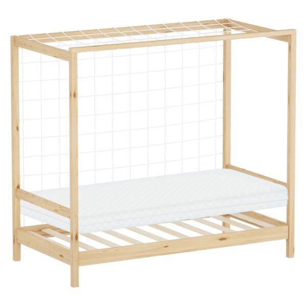 ML-Design Kinderbett Fußballtor 80x160 cm mit Matratze Natur Holz