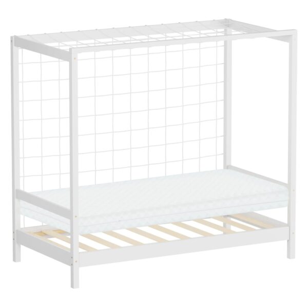 ML-Design Kinderbett Fußballtor 80x160 cm mit Matratze Weiß Holz