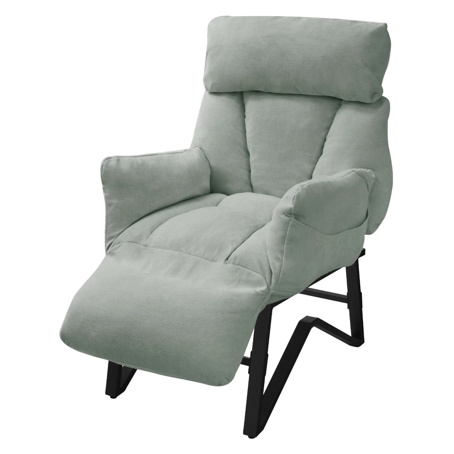 ML-Design Relaxsessel Grau-Grün Leinenbezug mit Armlehnen & Fußablage