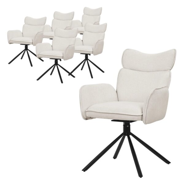 ML-Design Esszimmerstühle Drehbar 6er Set Beige mit Stoffbezug