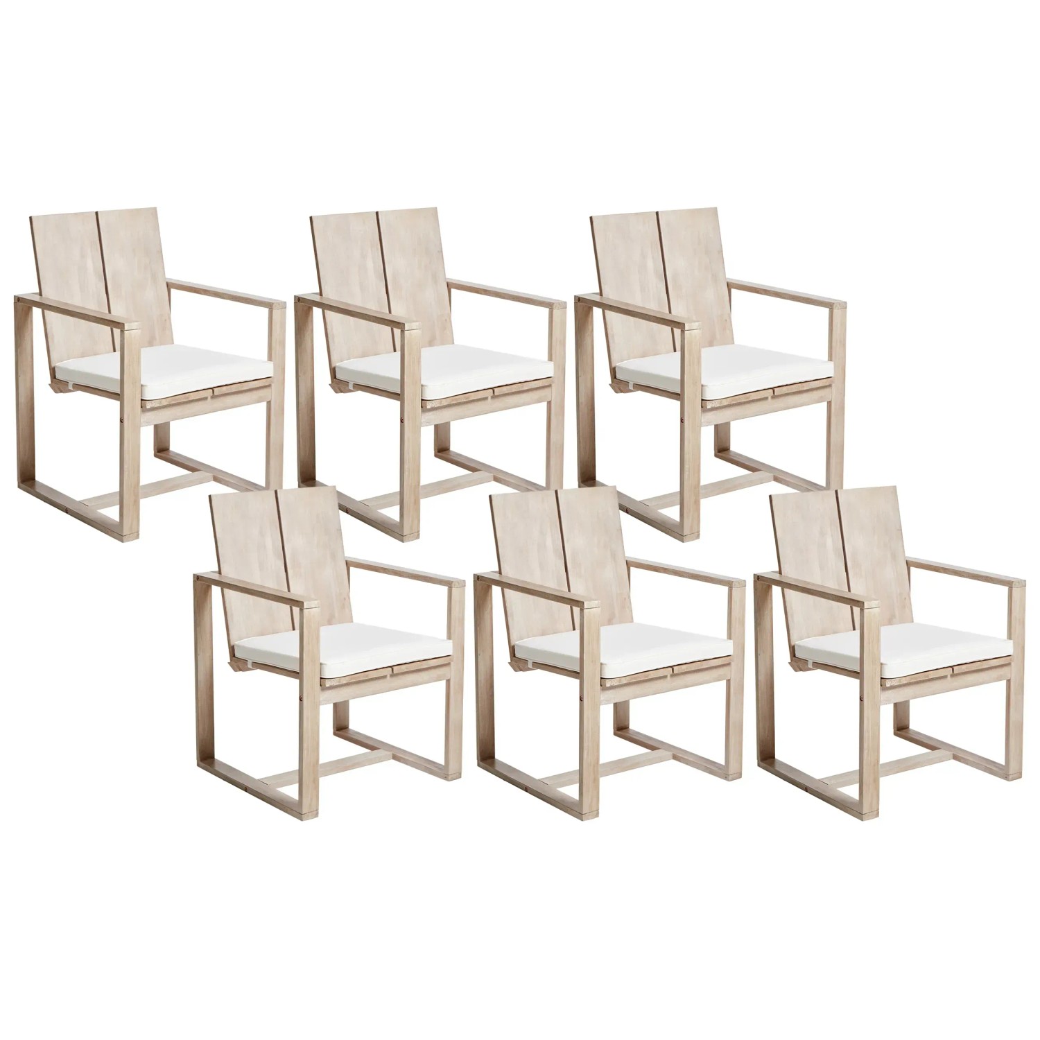 Beliani Gartenstuhl Heller Holzfarbton Weiss 61x63x90