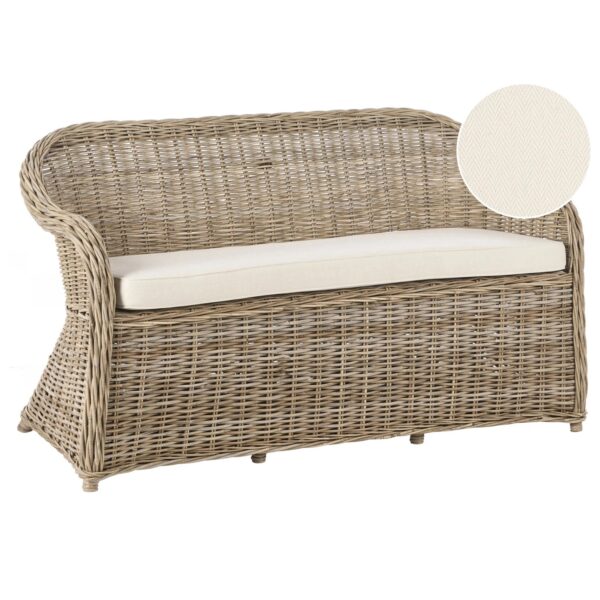 Beliani Gartensofa Naturfarben Weiss 69x150x87