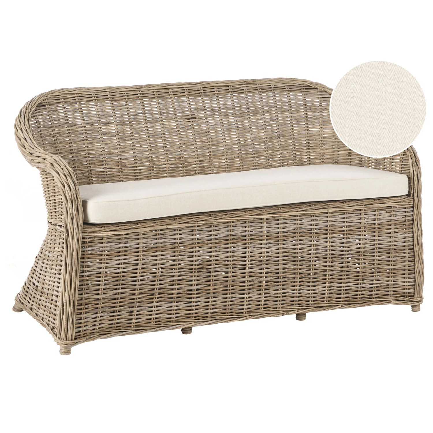 Beliani Gartensofa Naturfarben Weiss 69x150x87