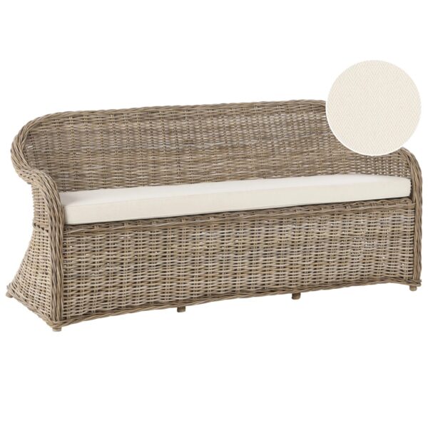 Beliani Gartensofa Naturfarben Weiss 66x189x87
