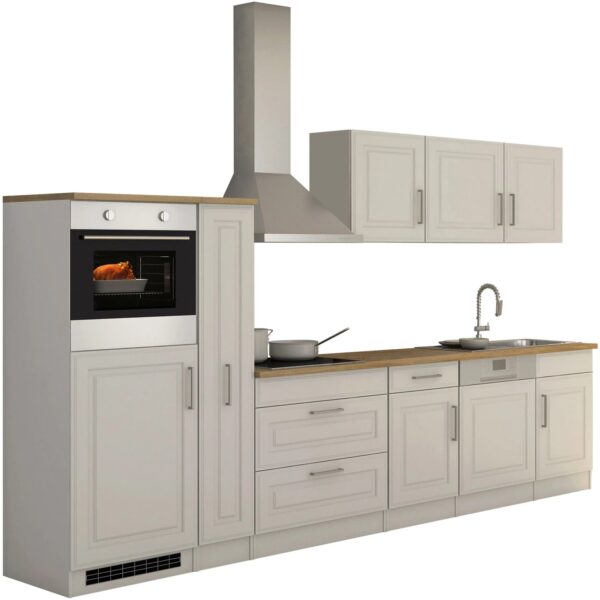 Held Möbel Küchenzeile Rom 330 cm Landhaus Weiß Matt mit E-Geräten Held Möbel Küchenzeile Rom 330 cm Landhaus Weiß Matt mit E-Geräten