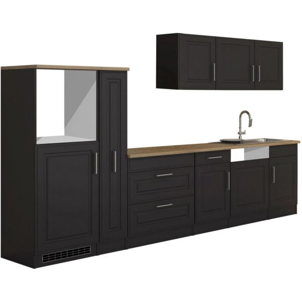 Held Möbel Küchenzeile Rom 330 cm Landhaus Grau Matt ohne E-Geräte