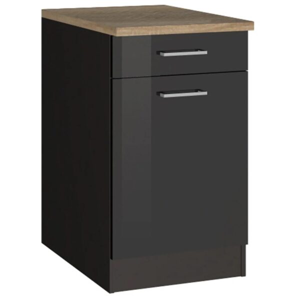 Held Möbel Küchenunterschrank Mailand 50 cm Tür/Schubk. Hochgl. Graphit/Graphit