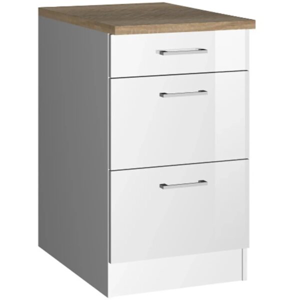 Held Möbel Küchenunterschrank Mailand 50 cm mit Auszügen Hochglanz Weiß/Weiß Held Möbel Küchenunterschrank Mailand 50 cm mit Auszügen Hochglanz Weiß/Weiß
