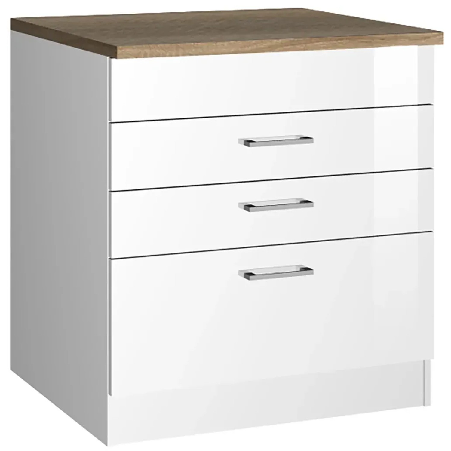Held Möbel Küchen-KochfeldKüchen-Umbauschrank Mailand 80 cm Hochglanz Weiß/Weiß