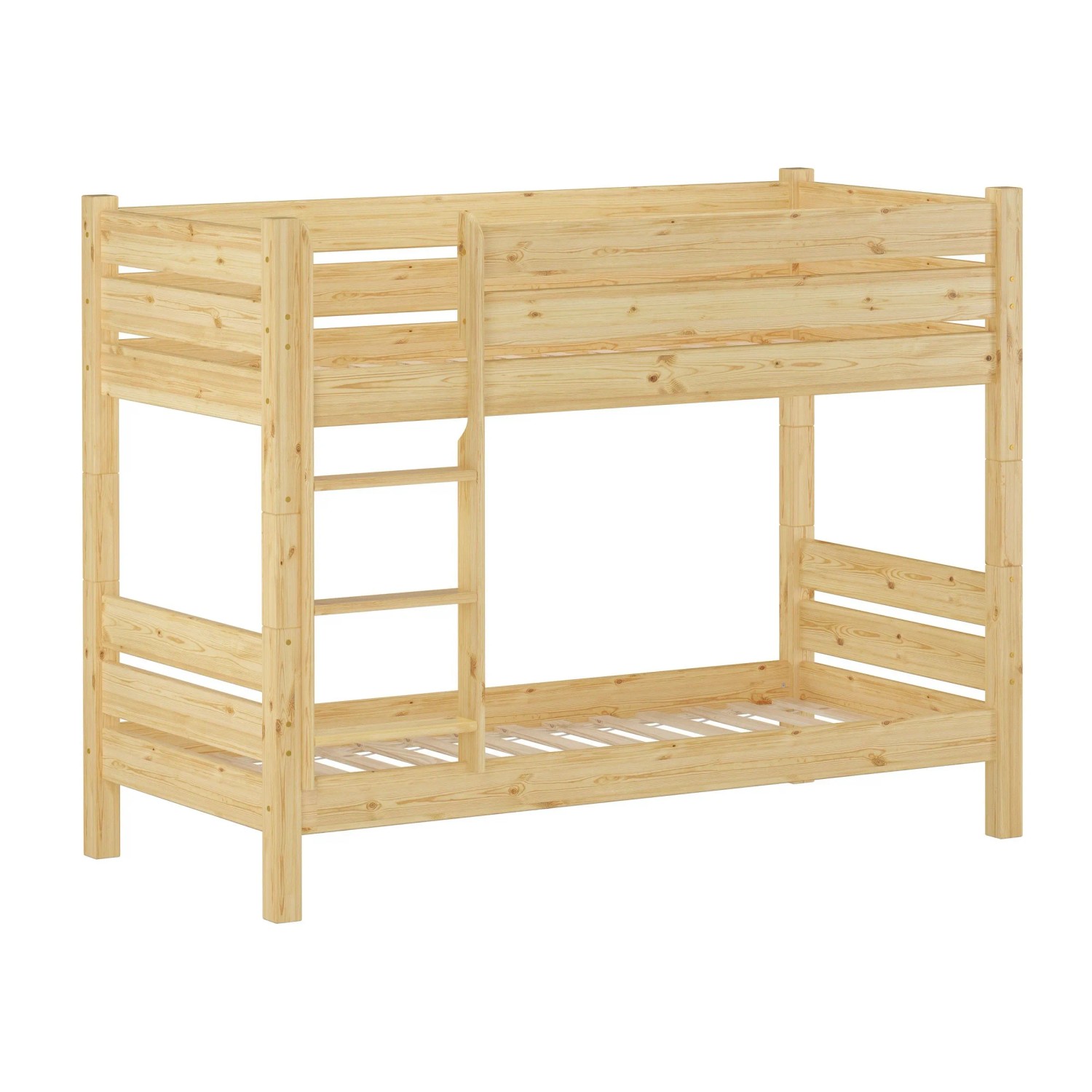 Erst-Holz Etagenbett Schmal und Überlänge 80 x 220 cm Kiefer Teilbare Nische 80 Modell 16 Rollrost inkl.