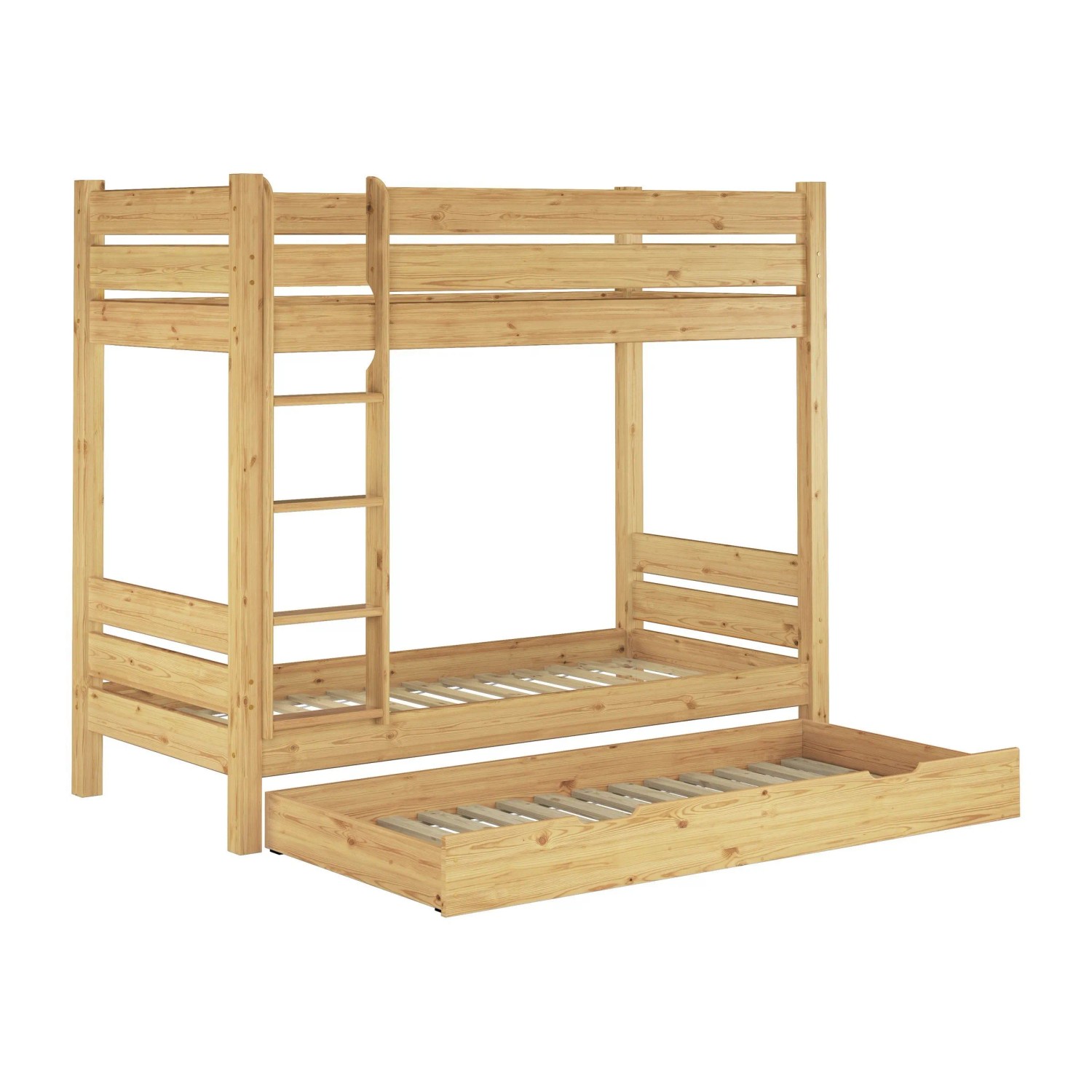 Erst-Holz Breites Etagenbett 100 x 200 cm Robustes Massivholz Kiefer Nische 100 Modell 16 Rollrost
